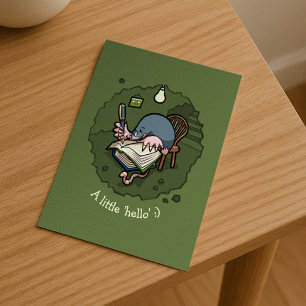 Cute Mole A Little Hello Writing In Burrow Cartoon Postcard