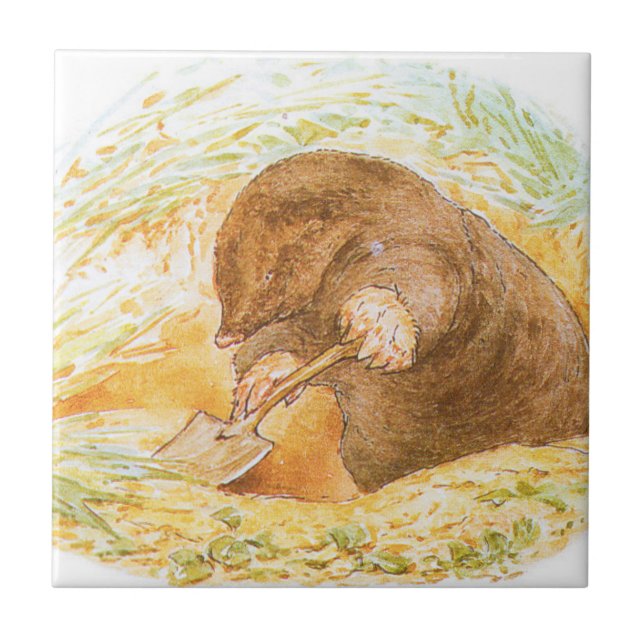Cute Mole (Animal Art for Kids) (Beatrix Potter) Ceramic Tile (Front)