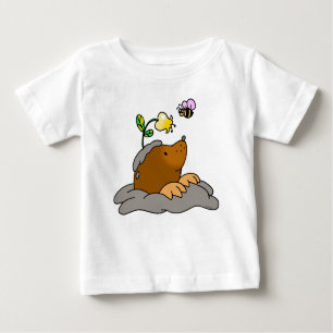 cute mole cartoon with a flower bee baby T-Shirt