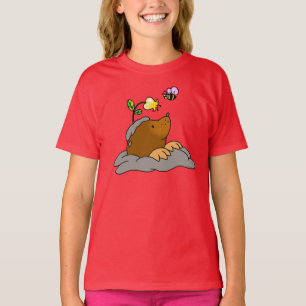 cute mole cartoon with a flower bee T-Shirt