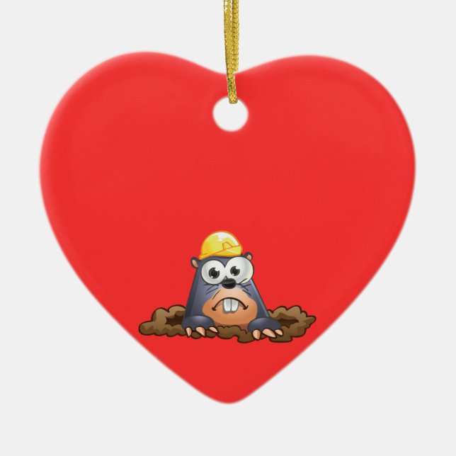 Cute Mole Digging Cartoon Ceramic Tree Decoration (Front)
