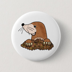 Cute mole funny small animal cartoon art 6 cm round badge