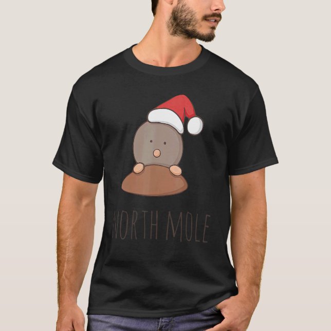 Cute Mole Snowman Santa Hat Holiday Party Christma T-Shirt (Front)