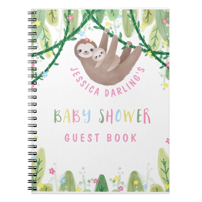 Cute Mom and Baby Sloth Guest Book (Front)