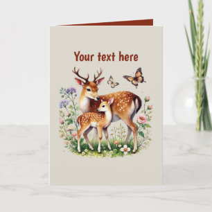 Cute Mom baby deer customizable Card