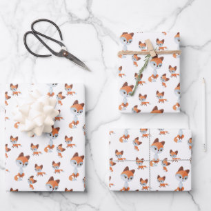 Cute Mom baby fox tiled unisex pattern Wrapping Paper Sheet