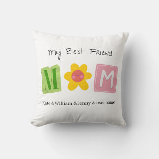 Cute MOM Best Friend Custom Family Names Design Cushion
