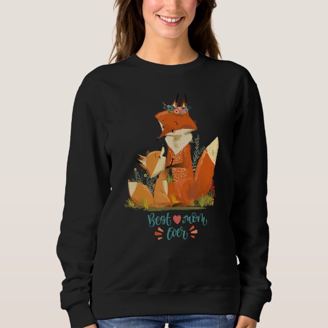 Cute mom fox with her kid, Happy Mother's Day Sweatshirt (Front)