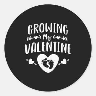 Cute Mom Growing My Valentine Shirt Pregnancy Anno Classic Round Sticker