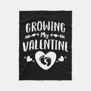 Cute Mom Growing My Valentine Shirt Pregnancy Anno Fleece Blanket