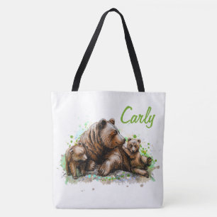 Cute Momma and Baby Bears Tote Bag