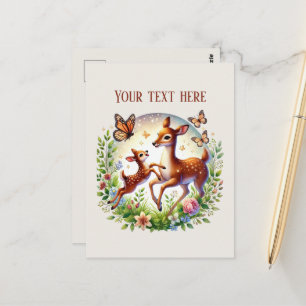 Cute Momma baby deer add text  Postcard