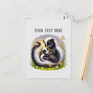 Cute Momma baby skunk add text  Postcard