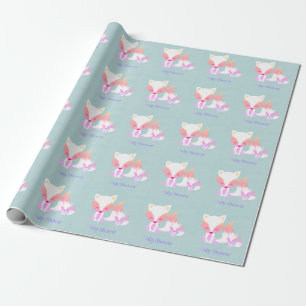 Cute Momma Fox and Baby Fox Baby Shower Wrapping Paper