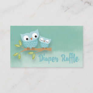 Cute Momma Owl and Baby Owl Diaper Raffle Ticket Enclosure Card