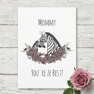 Cute Mommy and Baby Zebra Happy Mother's Day Card
