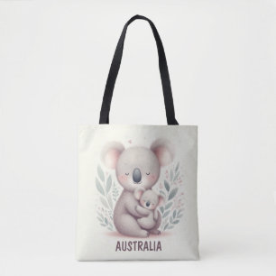 Cute Mommy & Baby Koala Hug Australia Tote Bag