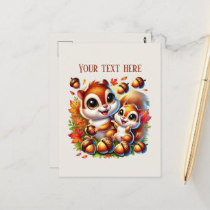 Cute Mommy baby squirrel add text  Postcard