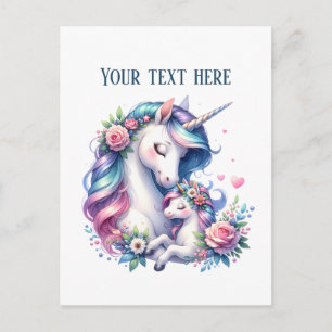 Cute Mommy baby unicorn add text  Postcard
