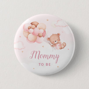 Cute Mommy To Be Boho Teddy Bear Baby Shower 6 Cm Round Badge