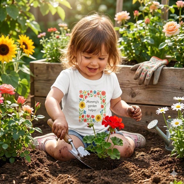 Cute Mommy's Garden Helper Floral  Baby T-Shirt (Making  happy memories in the garden.  This toddler tee is a adorable)
