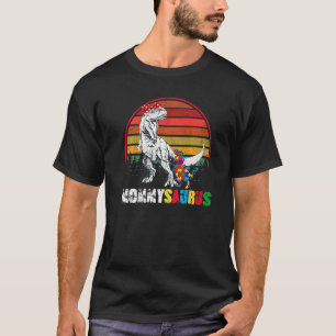 Cute Mommysaurus T Rex Dinosaur Mummy Autism Aware T-Shirt