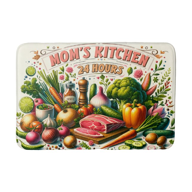 Cute Mom's kitchen word art  Bath Mat (Front)
