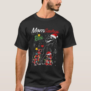 Cute Momsaurus Rex Dinosaur Red Plaid Christmas Tr T-Shirt