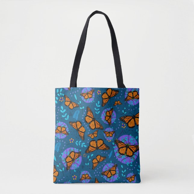 Cute Monarch Butterfly Garden Patterns Tote Bag (Front)