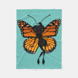 CUTE MONARCH BUTTERFLY LADY FLEECE BLANKET