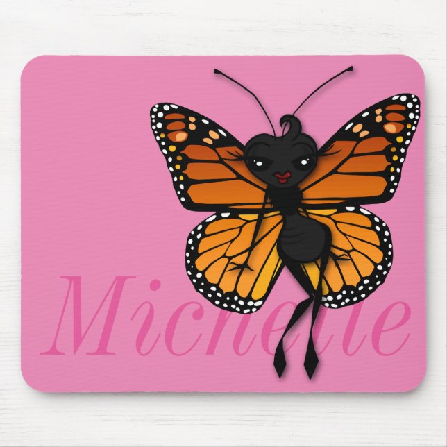 CUTE MONARCH BUTTERFLY LADY HORIZONTAL MOUSE PAD (Front)