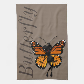 CUTE MONARCH BUTTERFLY LADY KITCHEN DISH TOWEL
