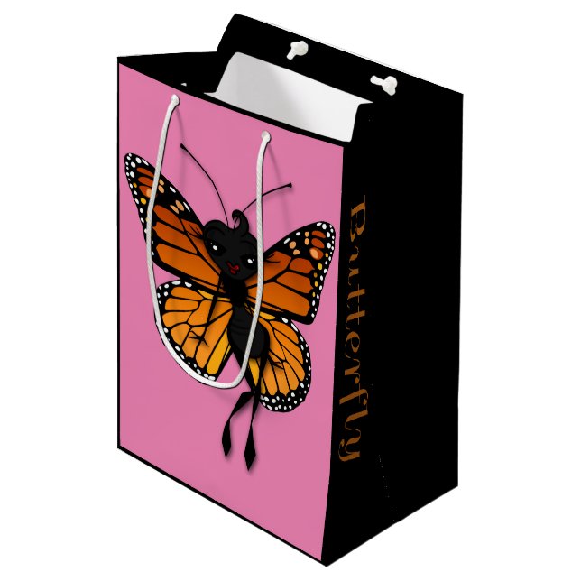 CUTE MONARCH BUTTERFLY LADY MATTE GIFT BAG (Front Angled)
