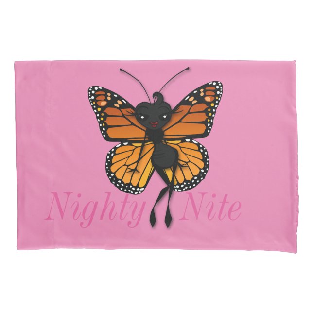 CUTE MONARCH BUTTERFLY LADY SINGLE PILLOWCASE (Front)