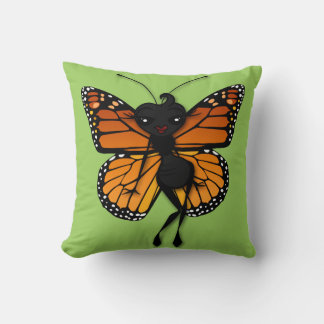 CUTE MONARCH BUTTERFLY LADY SQUARE THROW PILLOW