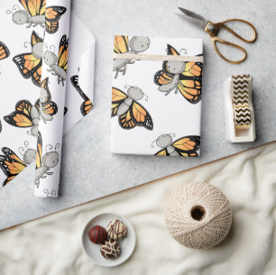 Cute Monarch Butterfly Pattern Kids Wrapping Paper
