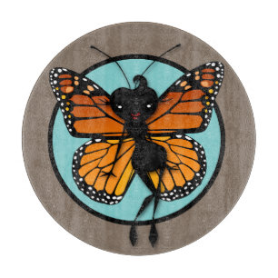 CUTE MONARCH BUTTERFLY ROUND CUTTING BOARD