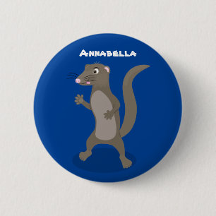 Cute mongoose cartoon illustration 6 cm round badge