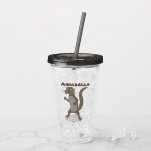 Cute mongoose cartoon illustration acrylic tumbler