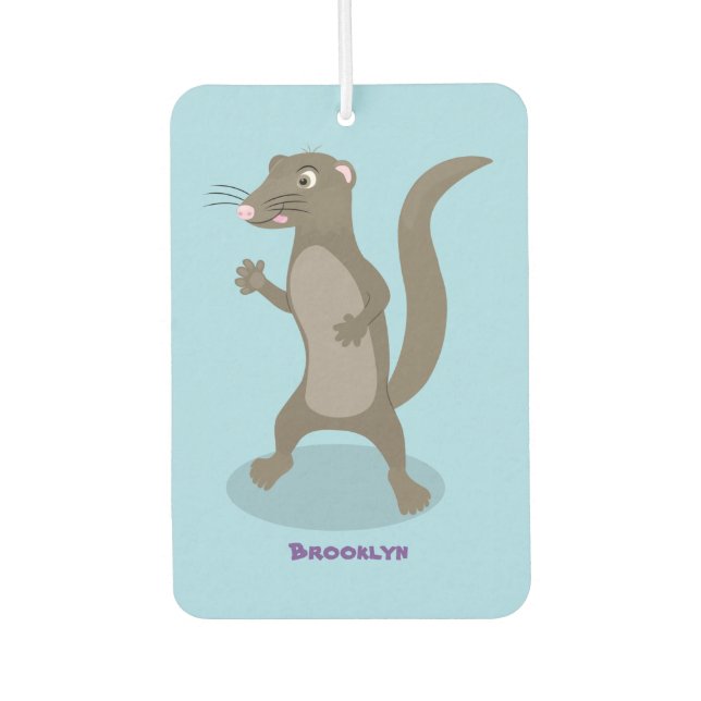 Cute mongoose cartoon illustration car air freshener (Front)