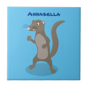 Cute mongoose cartoon illustration ceramic tile