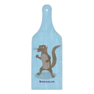 Cute mongoose cartoon illustration cutting board