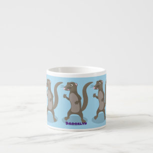 Cute mongoose cartoon illustration espresso cup