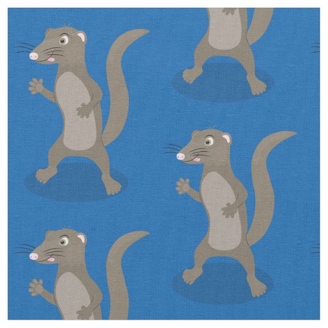 Cute mongoose cartoon illustration fabric (Close Up)