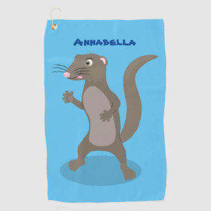 Cute mongoose cartoon illustration  golf towel