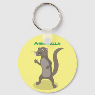 Cute mongoose cartoon illustration key ring