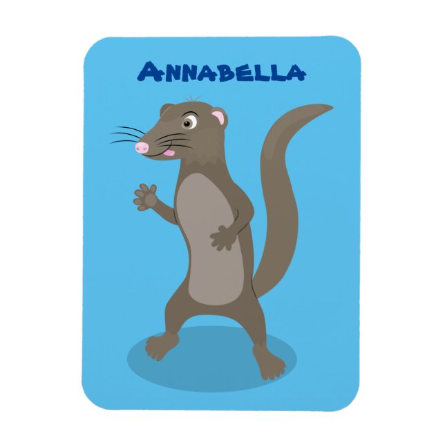 Cute mongoose cartoon illustration magnet (Vertical)