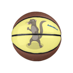Cute mongoose cartoon illustration mini basketball