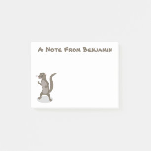 Cute mongoose cartoon illustration post-it notes