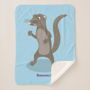 Cute mongoose cartoon illustration  sherpa blanket